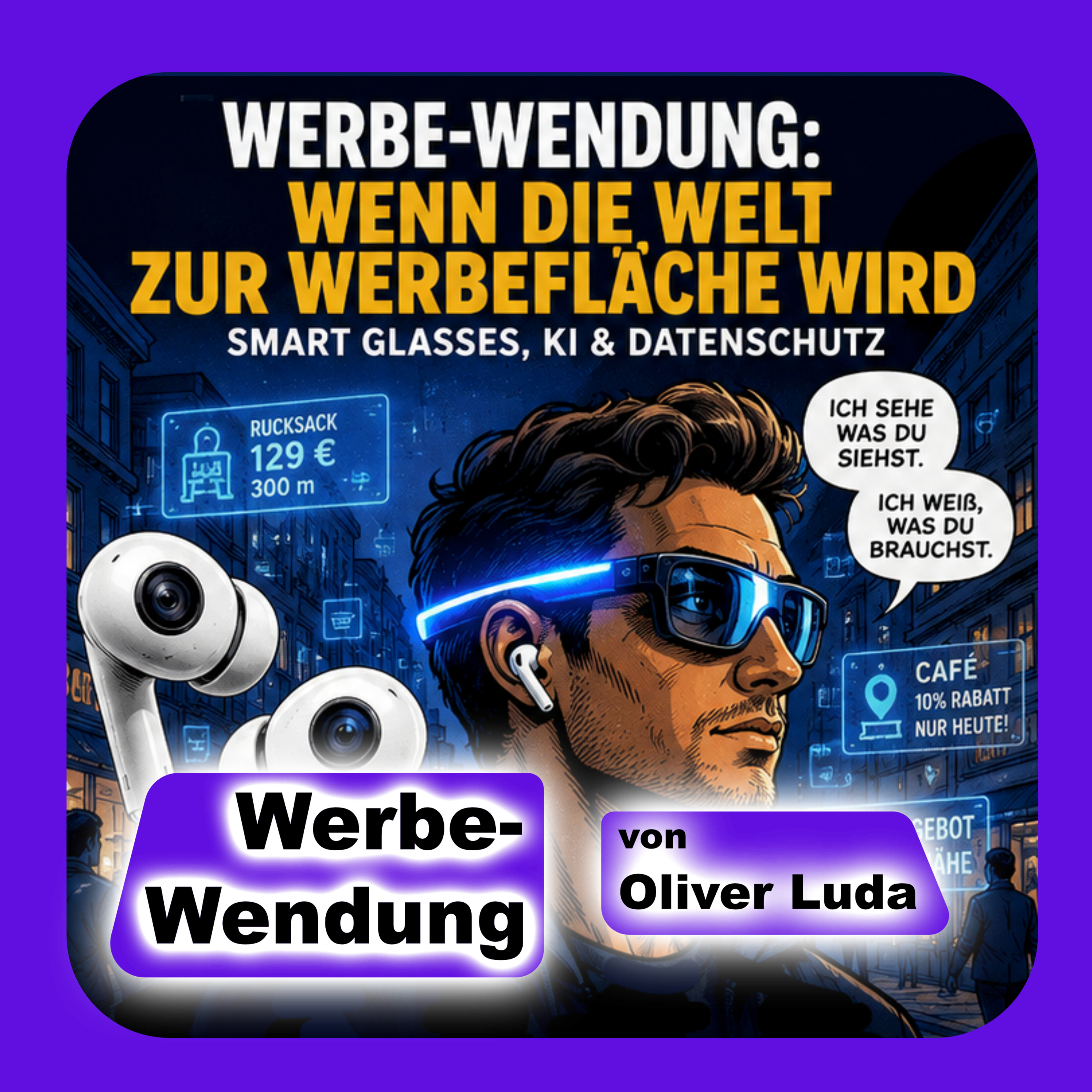<p><strong>Die nächste Werbe-Revolution trägt eine Kamera.</strong></p><p>Intelligente Brillen und AirPods mit Kameras verändern nicht nur, wie wir Informationen bekommen - sondern auch, wie Werbung uns erreicht.</p><ul><li>Hyper-relevante Angebote in Echtzeit</li><li>Neue Datenschutz-Risiken</li><li>Kl als Gamechanger</li><li>Unsere Gesellschaft muss Regeln finden </li><li>Nutzen vs. Gefahr. Technik vs. Verantwortung.</li></ul><p>Im neuen Podcast (10 Min.) wägen wir ab: - Jetzt reinhören und mitdenken!</p><p>#SmartGlasses #KI #Datenschutz #Werbung</p>
